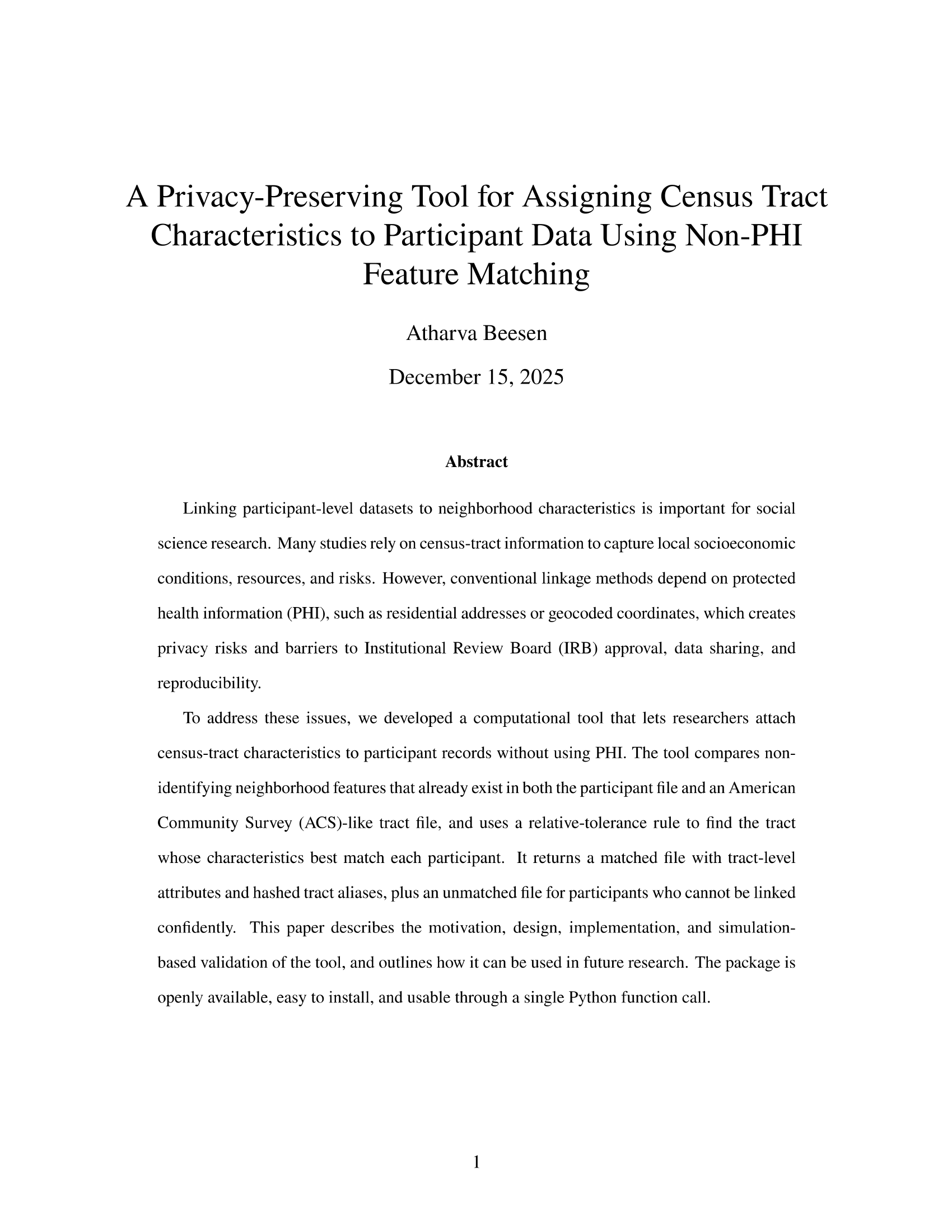 Neighborhood Matcher paper preview